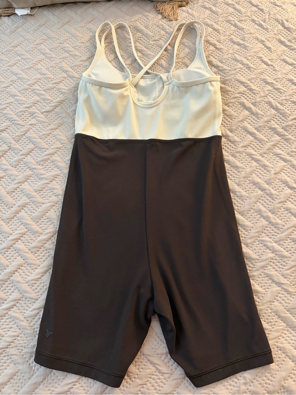 Old Navy Two-Tone Cream and Dark Brown Jumpsuit Romper